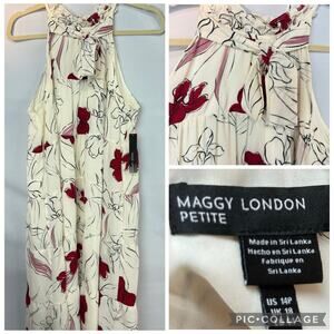 Maggy London Petite Halter Neck Midi Floral Dress XL